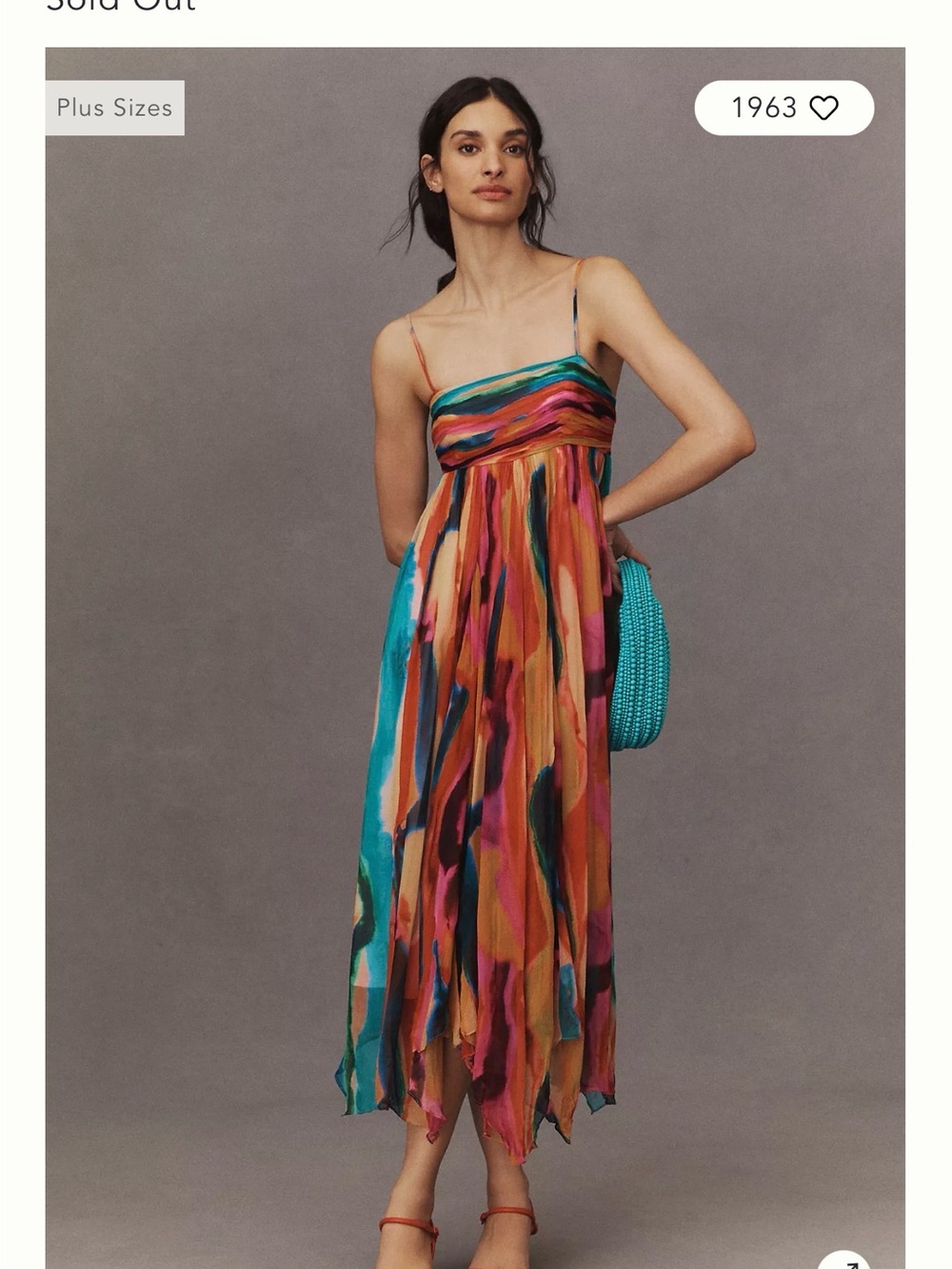 BHLDN Anthropologie Vibrant Multicolor  Dress with Spaghetti Straps
